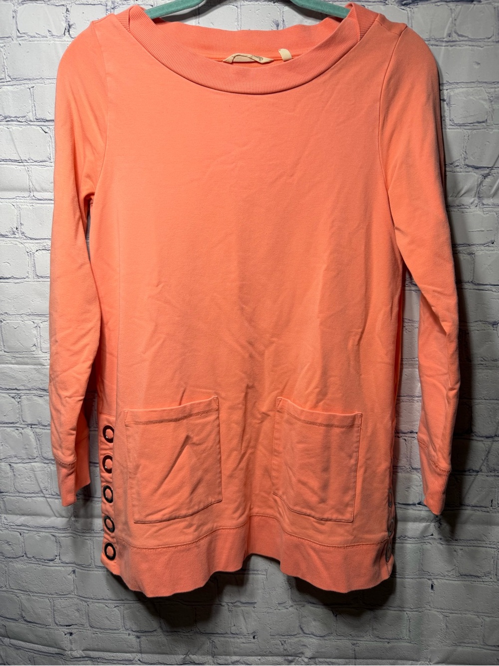 Soft Surroundings Womens Pullover Tunic Long Sleeve Sweatshirt Pink Orange Sz S